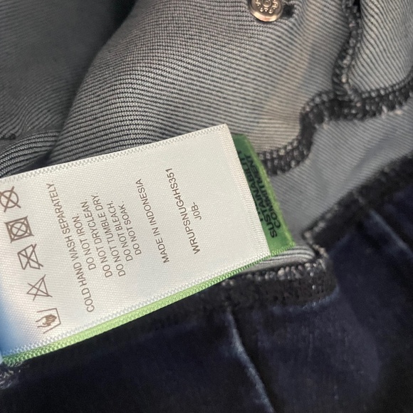 WRUP SNUG Jeans - High Waisted - Ankle Length - Dark Blue + Blue Stitching - Picture 2 of 4